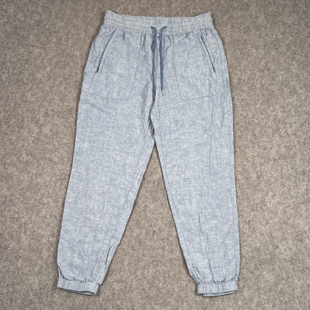 Athleta Light‎ Blue Chambray Linen Retreat Jogger Casual Pants Women's Size 8